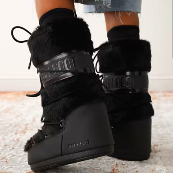 Moon Boot Faux Fur Icon Boots Moon Boots Fur Icon Boots Black - Picture 3 of 16